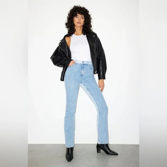 Dynamite Candice Two tone Boot cut Jeans High Rise Waist Denim Cotton Blue 25 - Picture 5 of 15